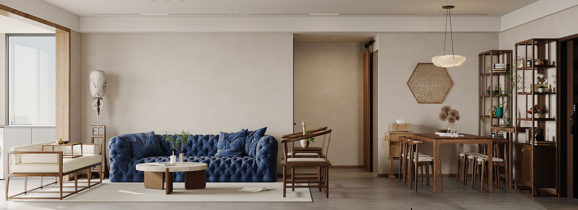 萬科翡翠國際140㎡現代中式混搭