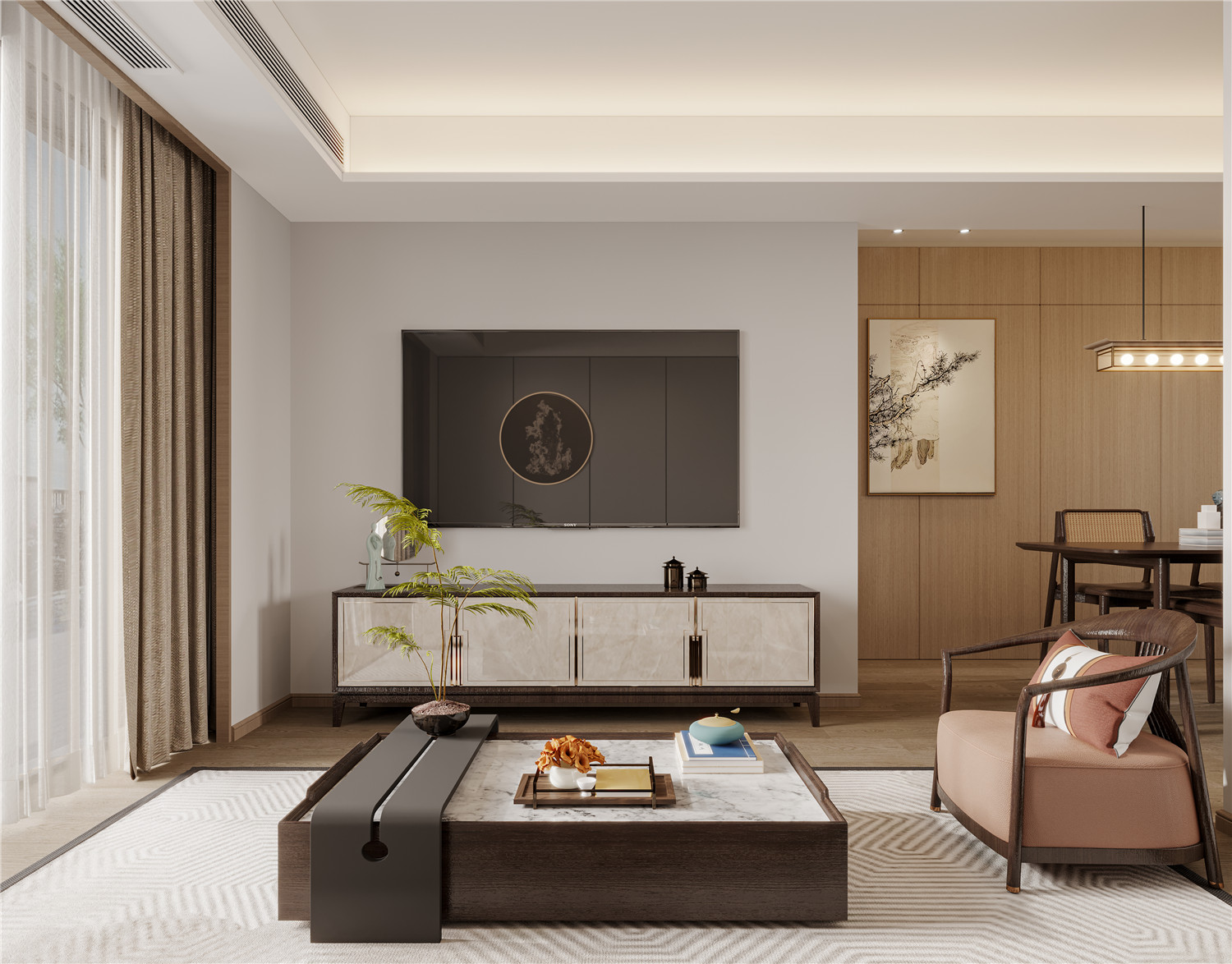 巢立方別墅裝修,現代中式