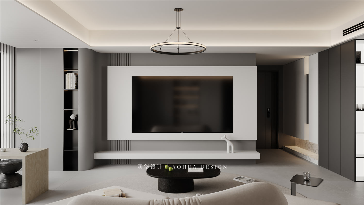 華發都薈天地裝修,現代黑白灰