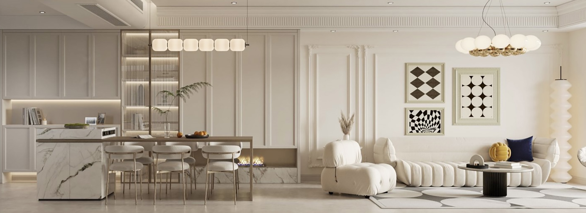 華僑城歡樂天際裝修,法式輕奢風格