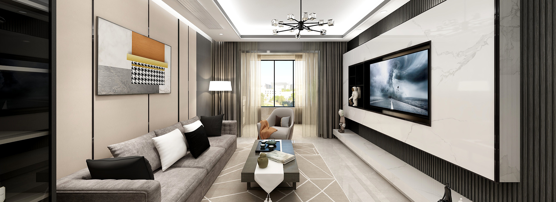 華潤翡翠城裝修,現代輕奢風格